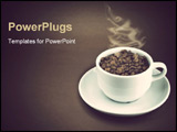 PowerPoint Template - cup full with coffee seeds in dark scene