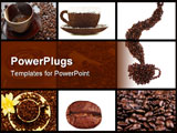 PowerPoint Template - Red cup of coffee on coffee beans with cinnamon and white rose