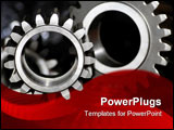 PowerPoint Template - close up of cog wheels against dark background ** Note: Slight blurriness, best at smaller sizes