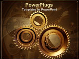 PowerPoint Template - Three steel cogwheels together on white background