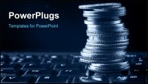 PowerPoint Template - A coin pile over a keyboard