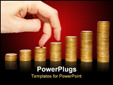 PowerPoint Template - Climbing hand on gold coin staircase isolated on white.