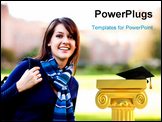 PowerPoint Template - A portrait of a mixed race college student at campus