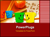 PowerPoint Template - Multi-colored bright cups with drawing in a kind of smile
