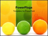 PowerPoint Template - Colorful fruit, a yellow lemon, a green lime and an red coloured orange.