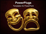 PowerPoint Template - A 3d rendering of the classic comedy-tragedy theater masks isolated on white with a clipping path
