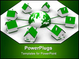 PowerPoint Template - Circle from cottages with green roofs connected to the Earth globe