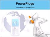 PowerPoint Template - 3d abstract person with a phone cable around