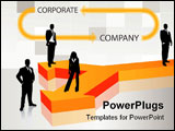 PowerPoint Template - a group of business people standing on an arrow