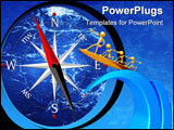 PowerPoint Template - Blue rippled water surface and a compass