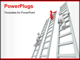 PowerPoint Template - Contestants challenge and climbing ladder to reach the top 3d illustration