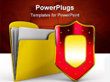 PowerPoint Template - Yellow computer folder with shield