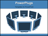 PowerPoint Template - Flat screen computers network - 3d illustration