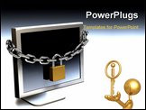 PowerPoint Template - A 3D image of a computer, chained and padlocked