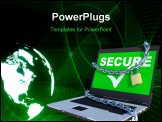 PowerPoint Template - rendered illustration of a laptop with chains and lock around screen