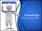 PowerPoint Template - Man inside computer window. 3d rendered illustration.