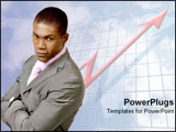 PowerPoint Template - Confident man over increasing graph arrow.