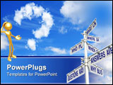 PowerPoint Template - questions and answers street sign post over blue sky