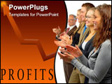 PowerPoint Template - photograph of a european-style business team applauding.