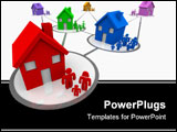 PowerPoint Template - Several homes and families in connected neighborhoods