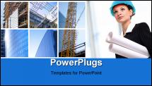 PowerPoint Template - Female architect holding blueprints