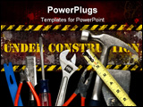PowerPoint Template - Construction Tools in Pile. Focus on top surface of tools