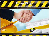 PowerPoint Template - Close-up of business people handshaking over helmets documents worker tool