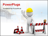 PowerPoint Template - Worker saying hello we are under construction