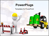 PowerPoint Template - Construction toxic waste (transport of 3d rendered barrels with toxic waste)