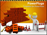 PowerPoint Template - 3d illustration of bricks wall construction white background