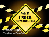 PowerPoint Template - web under construction - traffic sign with warning tape