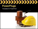 PowerPoint Template - bricks trowel protective gloves and hardhat isolated on white