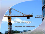 PowerPoint Template - onstruction cranes as background. Ideal for presentations on constructions, building projects, buil