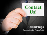 PowerPoint Template - Card Contact us in hand - business background