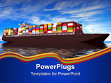 PowerPoint Template - Large container ship Against a beautiful sea landscape