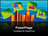 PowerPoint Template - A vector illustration of Corporate buildings with sticky 3d chart icons