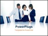 PowerPoint Template - Portrait of young business people discussing project in office environment