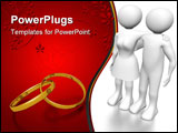 PowerPoint Template - A couple of man and woman embracing and looking at two rings. Love concept.