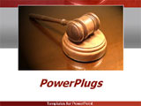 PowerPoint Template - Close up of a court gavel on white and grey background