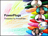 PowerPoint Template - Crayons to draw and paint on a blank page
