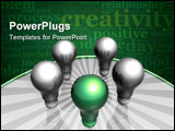 PowerPoint Template - One Green Bulb as Creativity Leader and inspirator
