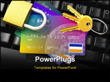 PowerPoint Template - Security concept - credit cards keys and padlock on black PC keyboard