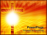 PowerPoint Template - Glowing sunset with cross on an orange background