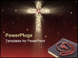 PowerPoint Template - great glowing christian cross in starry night sky