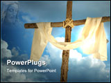 PowerPoint Template - Cross and cloth against backlit blue sky