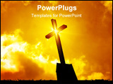 PowerPoint Template - ross on top of church in silhouette with light burst star effect and beautiful dramatic orange-yell