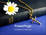 PowerPoint Template - Old bible, with gold crucifix and daisy.