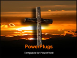 PowerPoint Template - a rugged cross in front of a beautiful sunrise.