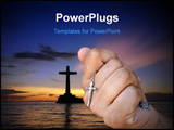 PowerPoint Template - Close-up of hand holding a silver cross.