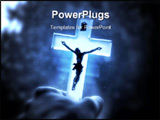 PowerPoint Template - Hand holding a crucifix with Jesus Christ.